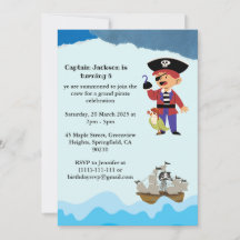 Invitación de cumpleaños con tema de piratas