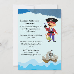 Invitación de cumpleaños con tema de piratas