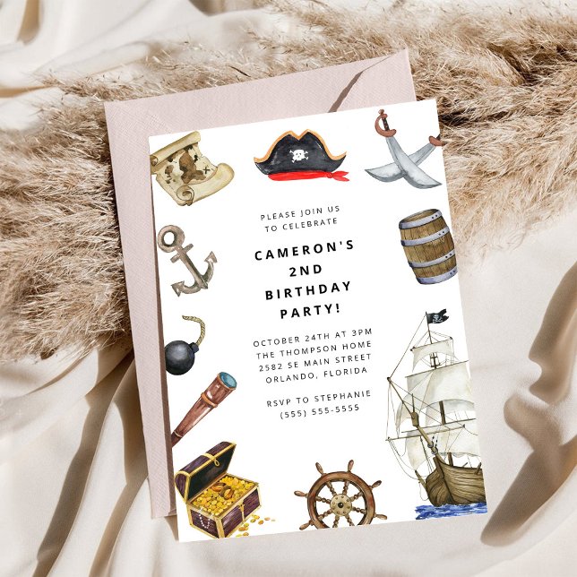Invitación de cumpleaños con tema de piratas (Subido por el creador)