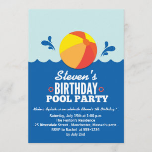 Invitación de cumpleaños con tema de playa - Balón