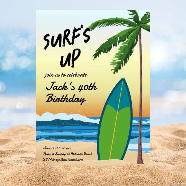 Invitación de cumpleaños con tema de playa Surf's  (Subido por el creador)