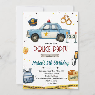 invitación de cumpleaños con tema de policía
