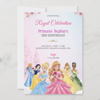 Invitación de cumpleaños con tema de princesa en c