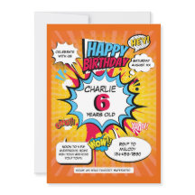Invitación de cumpleaños con tema de superhéroe