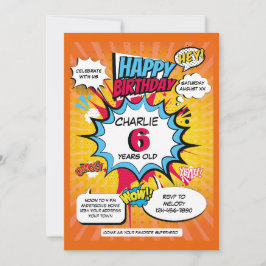 Invitación de cumpleaños con tema de superhéroe