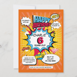 Invitación de cumpleaños con tema de superhéroe