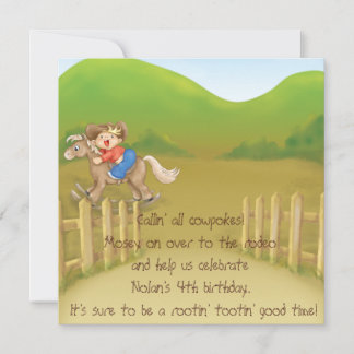 invitación de cumpleaños con tema de vaquero de ro