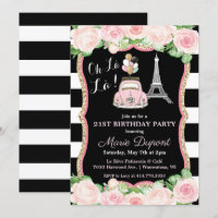 Invitación de cumpleaños con tema de viaje a París