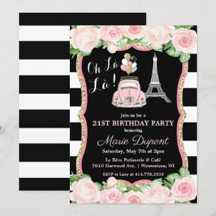 Invitación de cumpleaños con tema de viaje a París