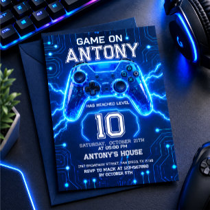 Invitación de cumpleaños con tema de videojuegos