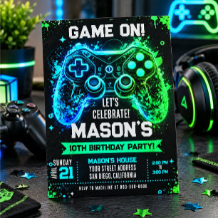 Invitación de cumpleaños con tema de videojuegos