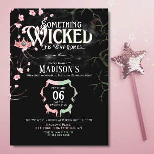 Invitación de cumpleaños con tema de Wicked