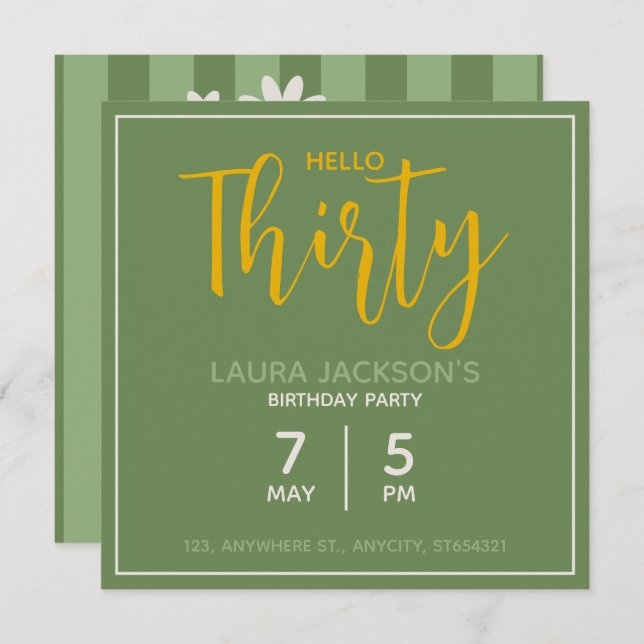 Invitación de Cumpleaños con Tema Floral | Tarjeta (Anverso / Reverso)