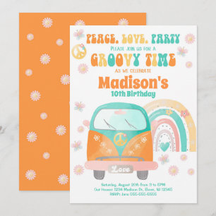 Invitación de cumpleaños con tema Groovy 70 / Furg