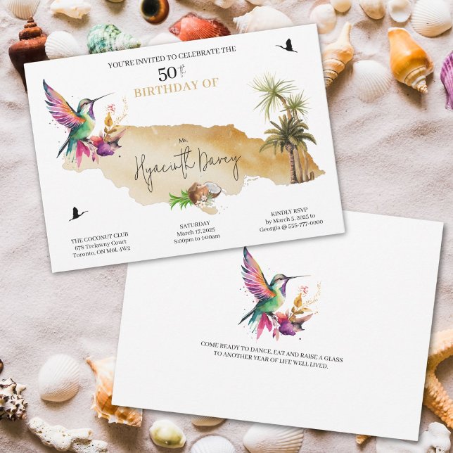 Invitación de Cumpleaños con Tema Jamaicano (Island theme birthday Invitation for your next sunny theme party)