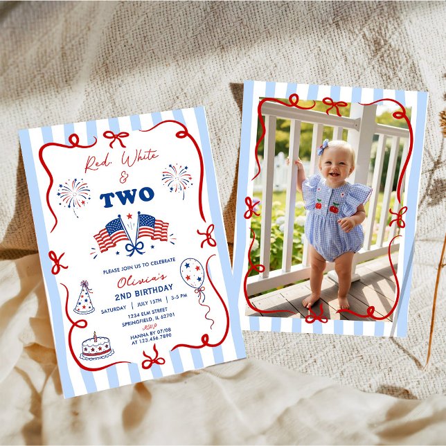 Invitación de cumpleaños con tema patriótico del 4 (Subido por el creador)