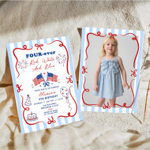 Invitación de cumpleaños con tema patriótico del 4
