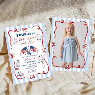 Invitación de cumpleaños con tema patriótico del 4