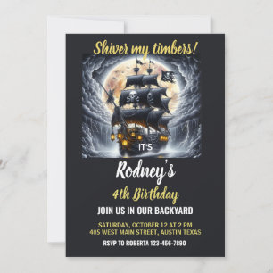 Invitación de cumpleaños con tema pirata Shiver My