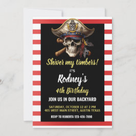 Invitación de cumpleaños con tema pirata Shiver My