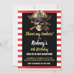 Invitación de cumpleaños con tema pirata Shiver My
