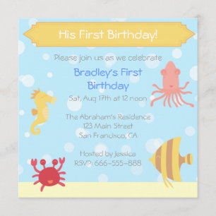 Invitación de cumpleaños con tema submarino