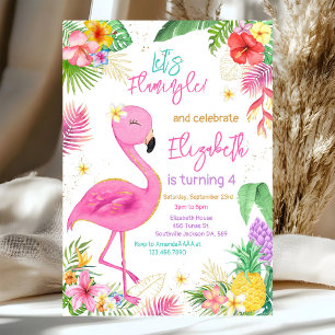 Invitación de cumpleaños con tema tropical de flam