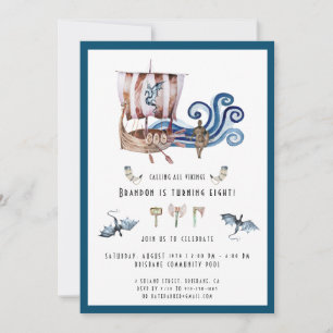Invitación de cumpleaños con tema vikingo