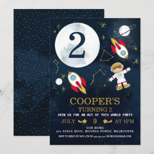 Invitación de cumpleaños con temas de espacio para