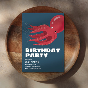 Invitación de cumpleaños con temas de Octopus Unde