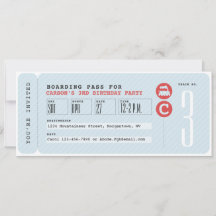 Invitación de cumpleaños con temática de billete d
