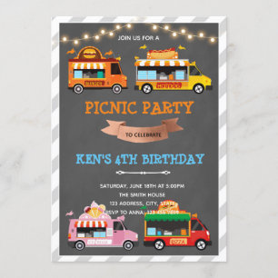 invitación de cumpleaños con temática de foodtruck