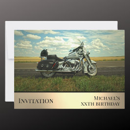 Invitación de cumpleaños con temática de motocicle