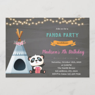 Invitación de cumpleaños con temática de tipi de p