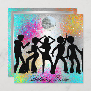Invitación de cumpleaños con temática disco