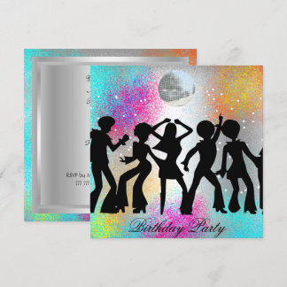 Invitación de cumpleaños con temática disco