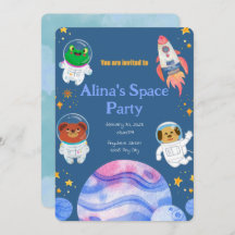 invitación de cumpleaños con temática espacial