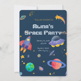 invitación de cumpleaños con temática espacial