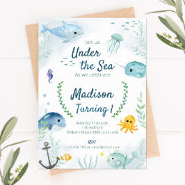 Invitación de cumpleaños con temática marina