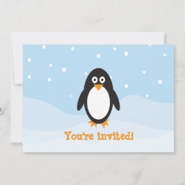 Invitación de cumpleaños con temática pingüina