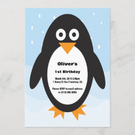Invitación de cumpleaños con temática pingüina