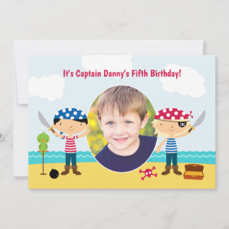 Invitación de cumpleaños con temática pirata y fot