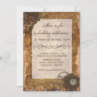 Invitación de cumpleaños con temática steampunk in