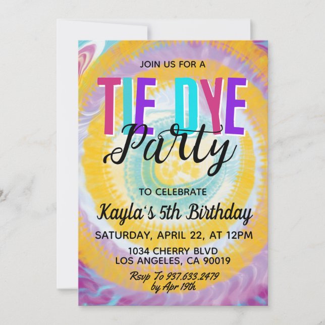 Invitación de cumpleaños con teñido retro genial (Anverso)