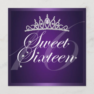 Invitación de cumpleaños con tiara de diamante púr