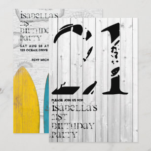 Invitación de cumpleaños con tipografía de surfist