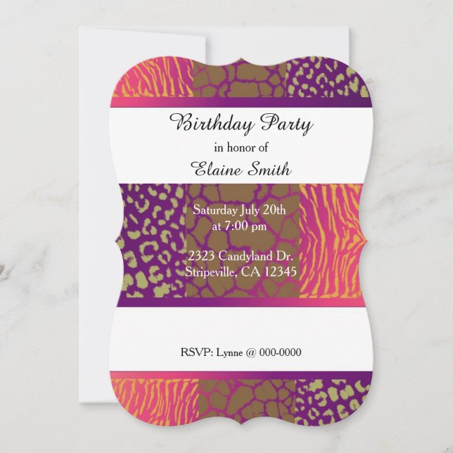 Invitación de cumpleaños con tonos de joyas y patr (Anverso)