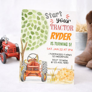 Invitación de cumpleaños con tractor agrícola   Tr