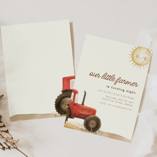 Invitación de cumpleaños con tractor para Farm Ran
