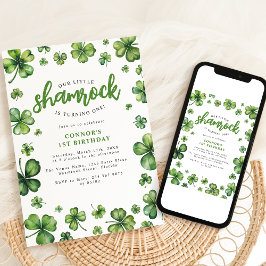 Invitación de cumpleaños con trébol de acuarela